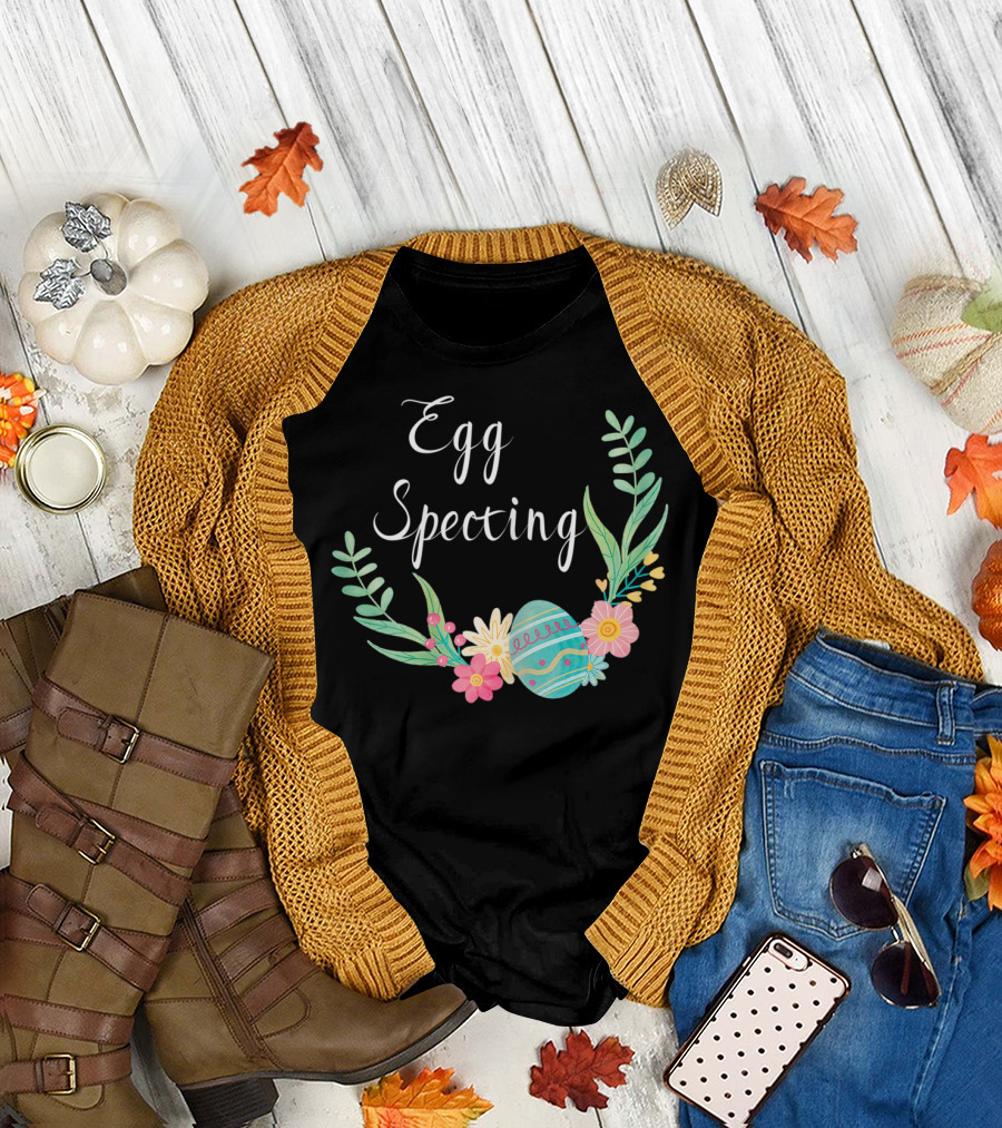 Egg Specting Pregnancy Announcement Floral Easter T-Shirt