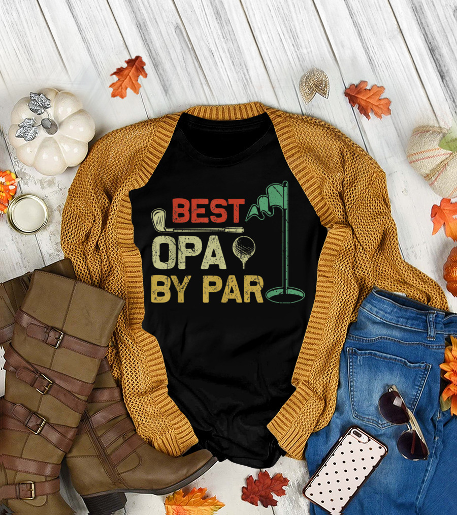Best Opa By Par Fathers Day Golf Golfer T-Shirt