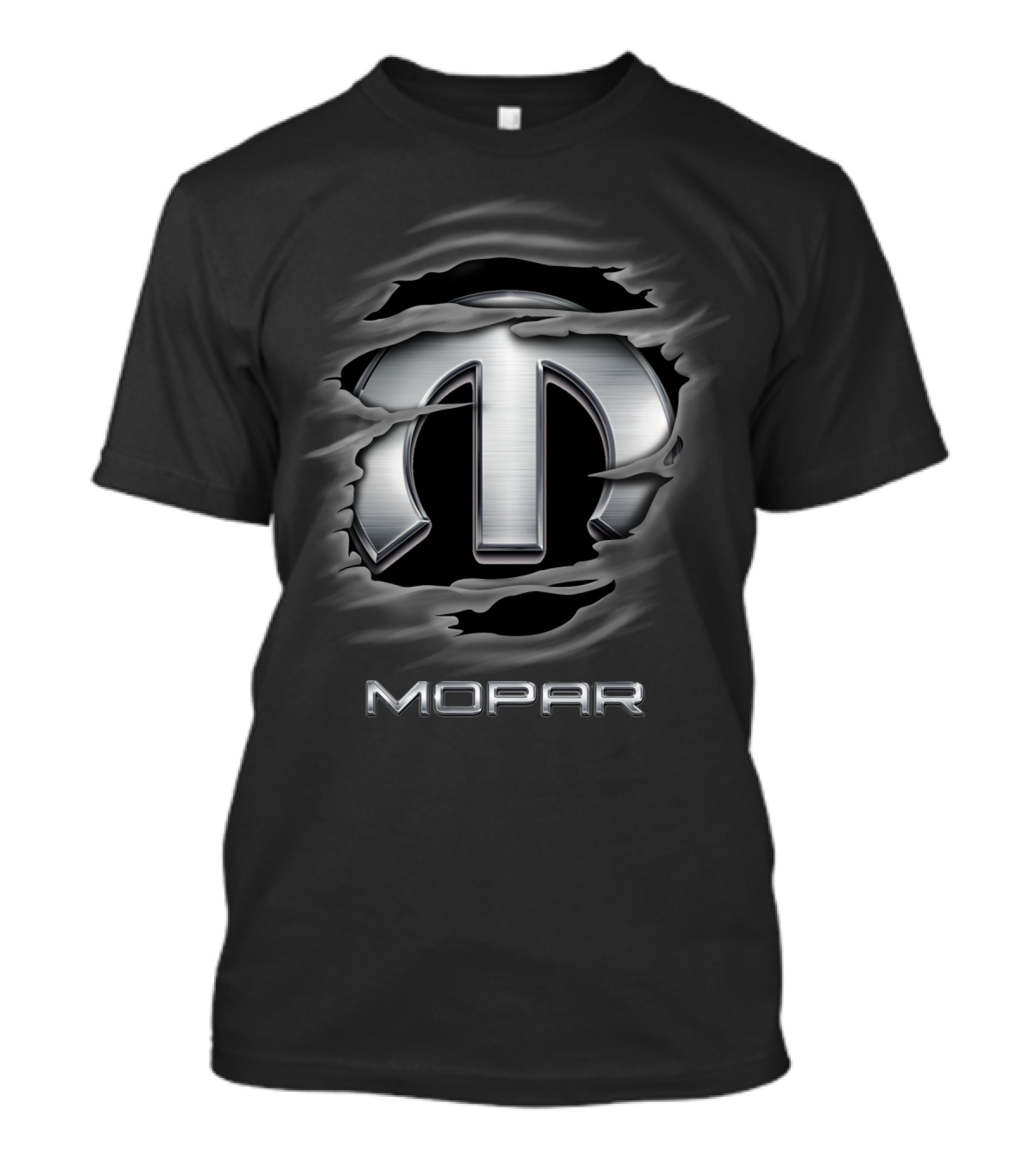 Mopar Metal Emblem Design Torn Steel Effect T-Shirt