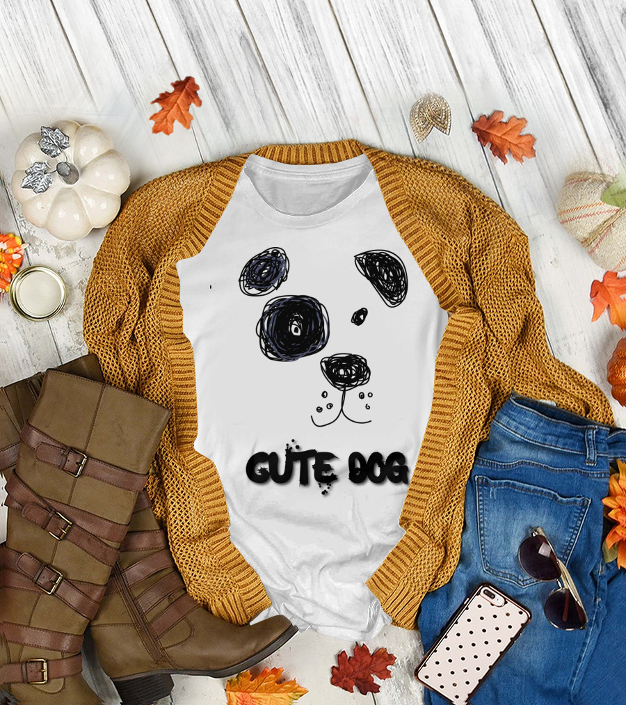 Cute Dog Abstract Scribble T-Shirt