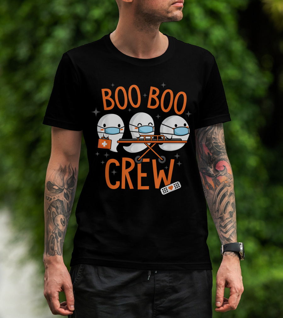 Boo Boo Crew Ghost Doctor Paramedic Nurse Halloween Costume T-Shirt