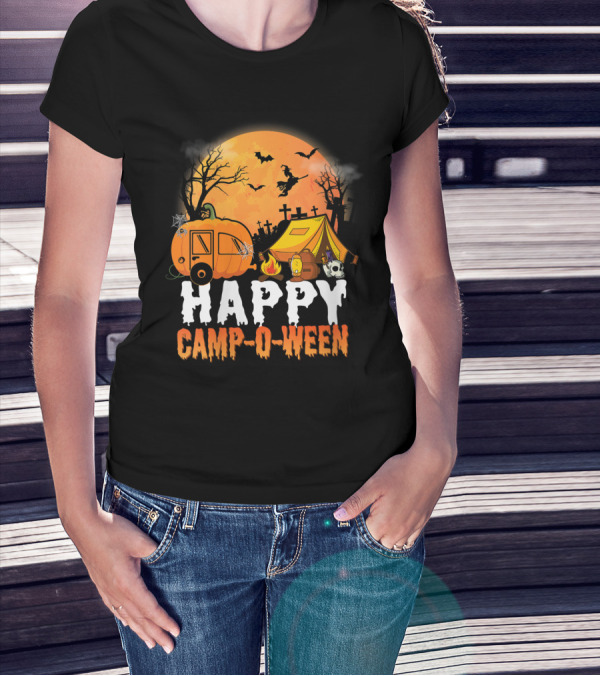 Happy Camp O Ween Halloween Pumpkin Camping Spooky Night T-Shirt