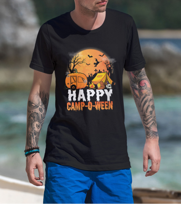 Happy Camp O Ween Halloween Pumpkin Camping Spooky Night T-Shirt