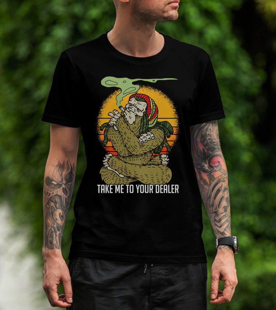 Take Me To Your Dealer Bigfoot Smoking Weed Vintage T-Shirt