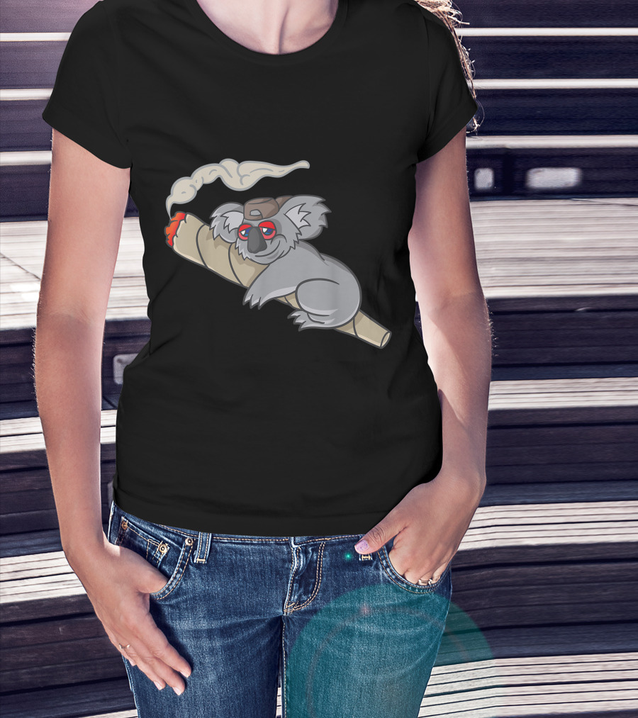Koala Stoner Smoking Weed Marihuana Don't Care Bear T-Shirt