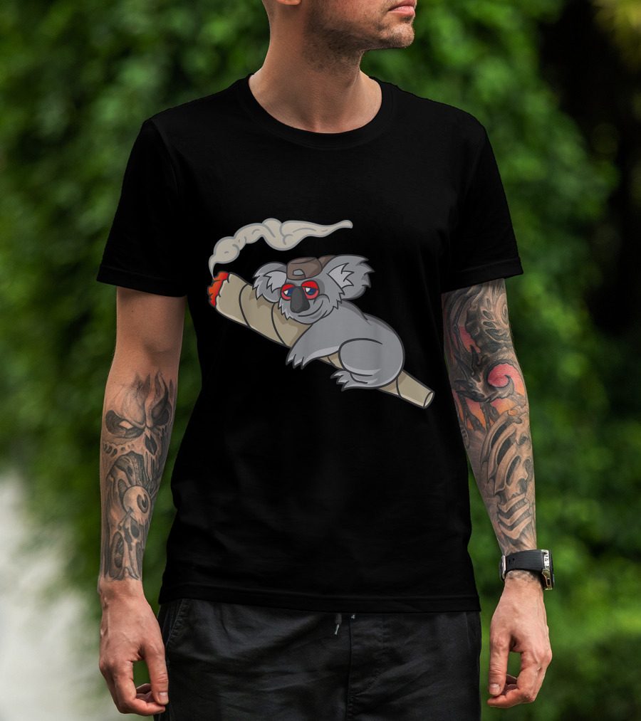 Koala Stoner Smoking Weed Marihuana Don't Care Bear T-Shirt