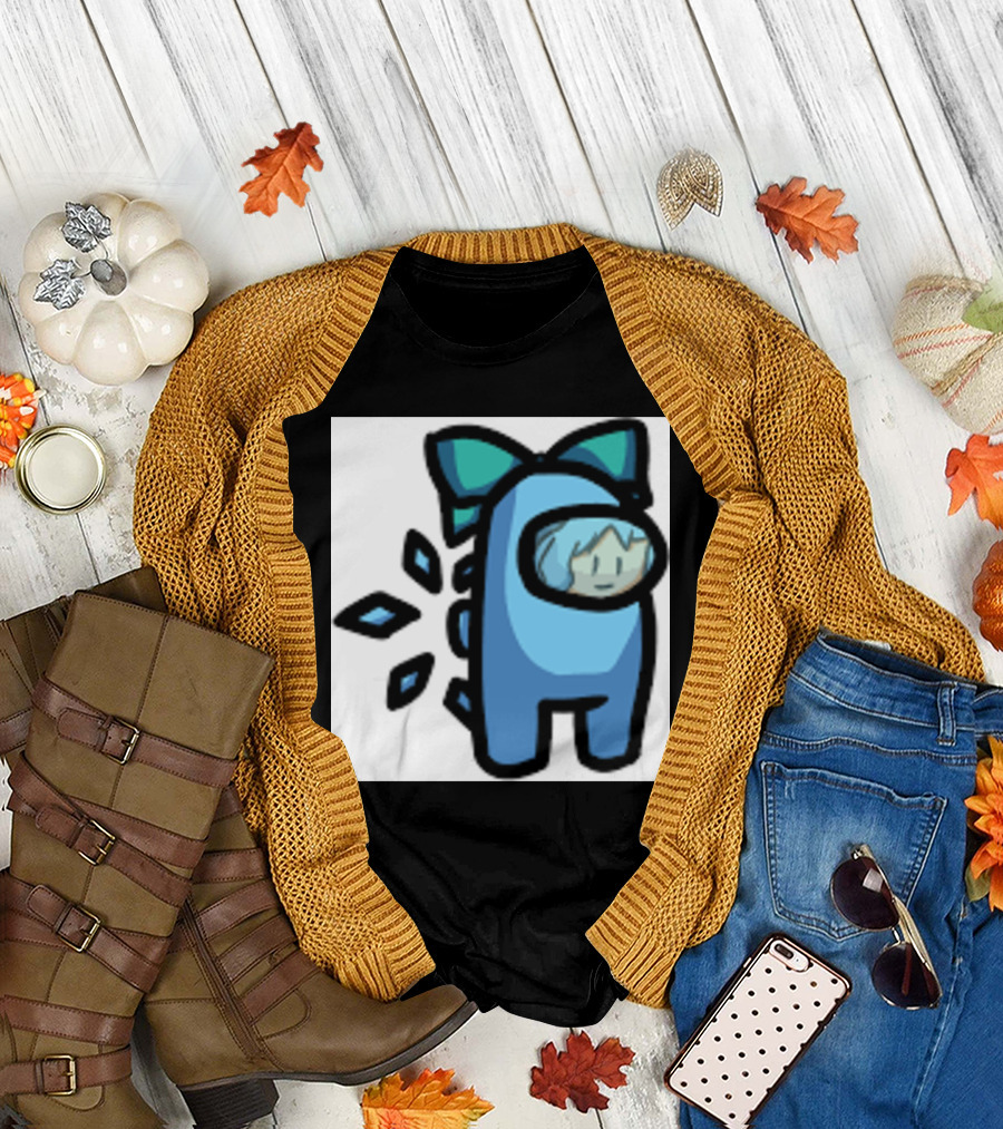 Among Us Blue Crewmate with Bow Gamer Girl T-Shirt