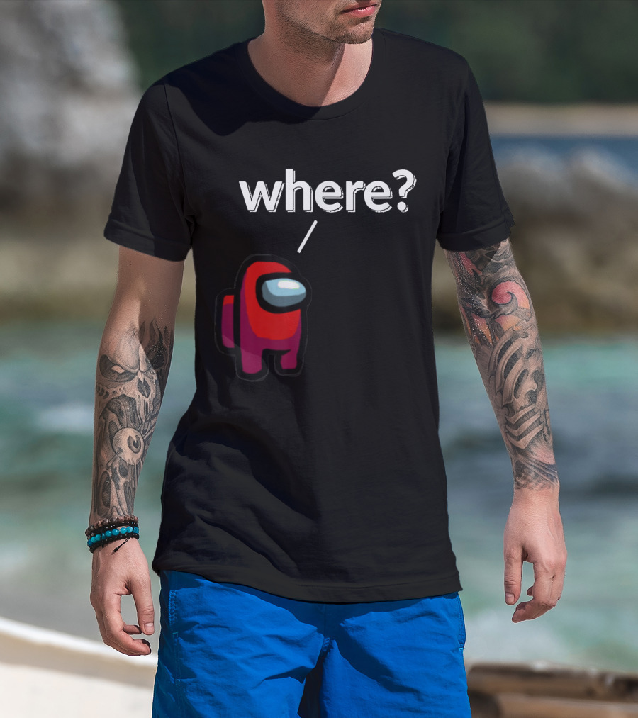 Impostor Among Us Where Essential Red Crewmate Question Mark T-Shirt