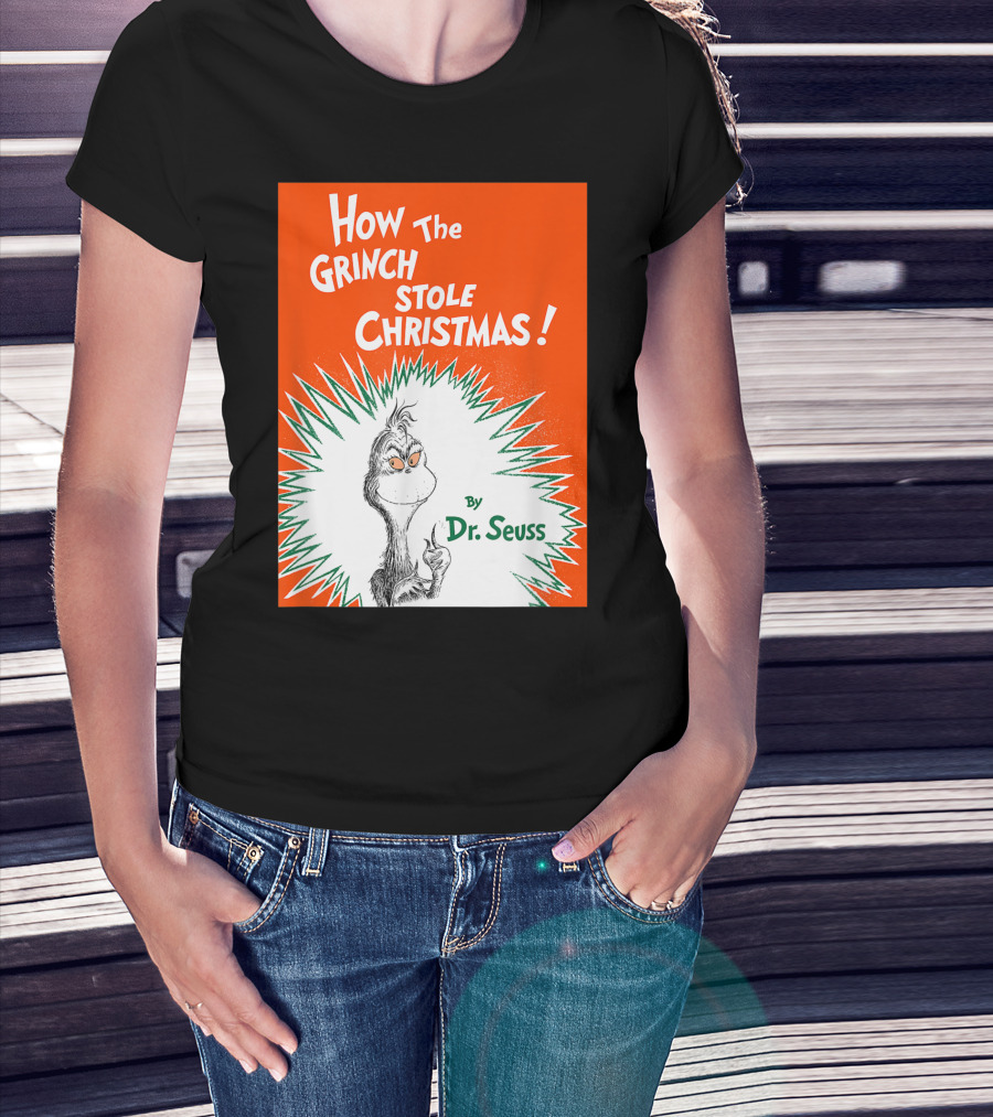 How The Grinch Stole Christmas By Dr. Seuss Book Cover T-Shirt