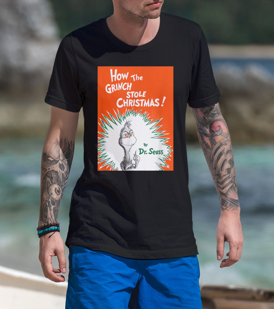 How The Grinch Stole Christmas By Dr. Seuss Book Cover T-Shirt