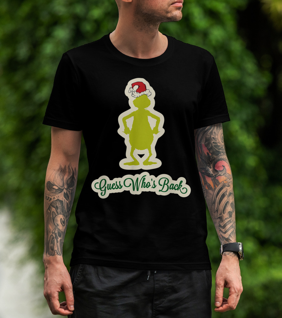 Dr Seuss Grinch Guess Who's Back Santa Hat T-Shirt