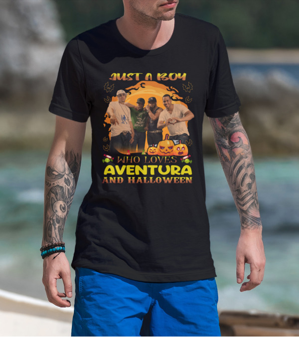 Just A Boy Who Loves Aventura And Halloween Pumpkin Group Fun T-Shirt