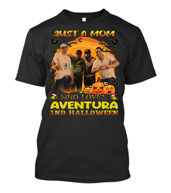 Just A Mom Who Loves Aventura Halloween Pumpkins Bats T-Shirt