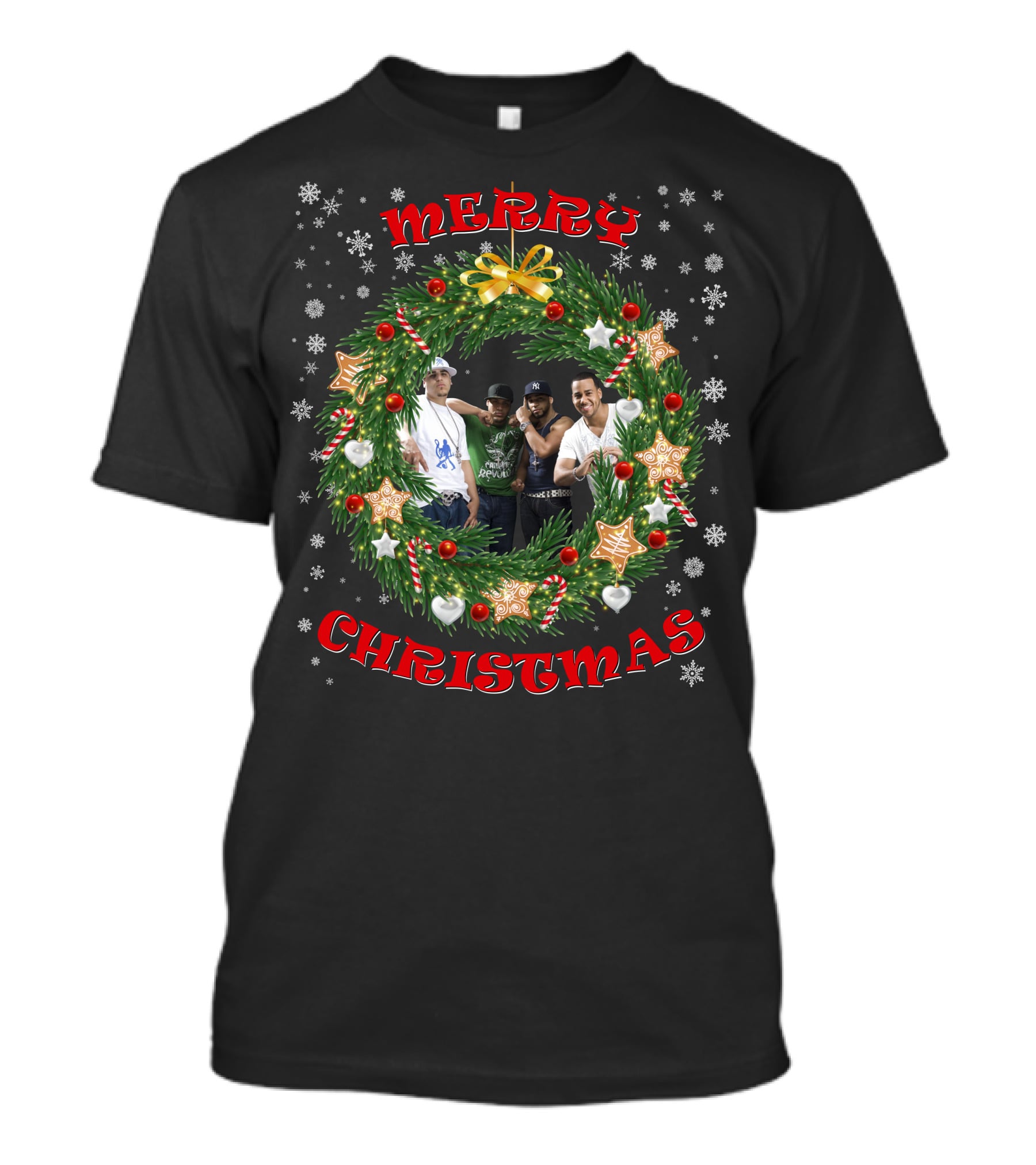 Merry Christmas Aventura Wreath Snowflakes And Holiday Decor T-Shirt