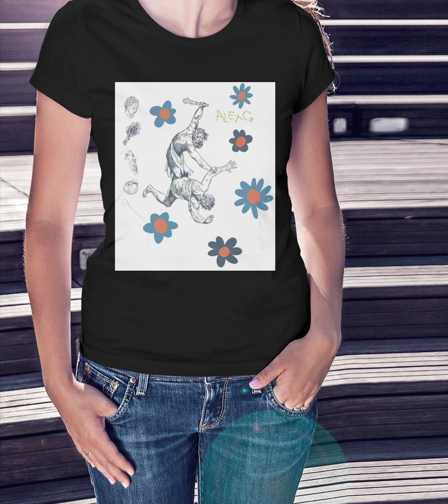 Alex G Floral Mythical Battle With Blue And Orange Flowers T-Shirt