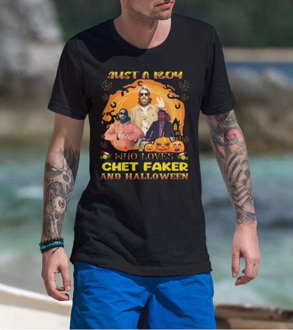 Just A Boy Who Loves Chet Faker And Halloween Pumpkins Bats T-Shirt