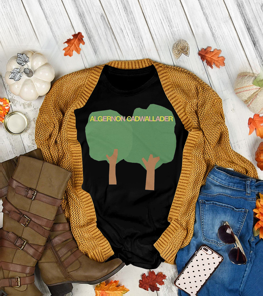 ALGERNON CADWALLADER Two Green Trees with Brown Trunks on a T-Shirt