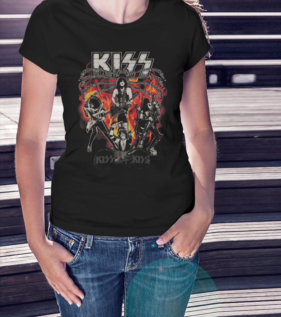 KISS Spider Stage Fiery Rock Band Performance T-Shirt