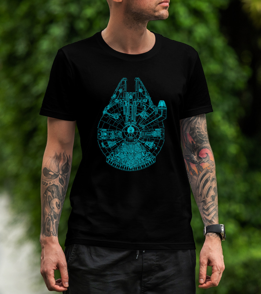 Millennium Falcon Blueprint Star Wars Spaceship T-Shirt