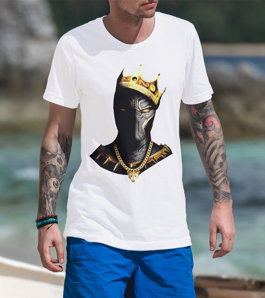 Black Panther King Crown Gold Chain Marvel Style T-Shirt