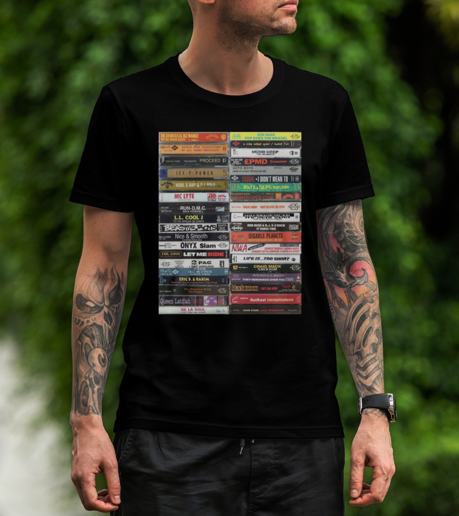Classic Hip-Hop Cassette Tape Collection Featuring Legendary Artists And Iconic Albums T-Shirt