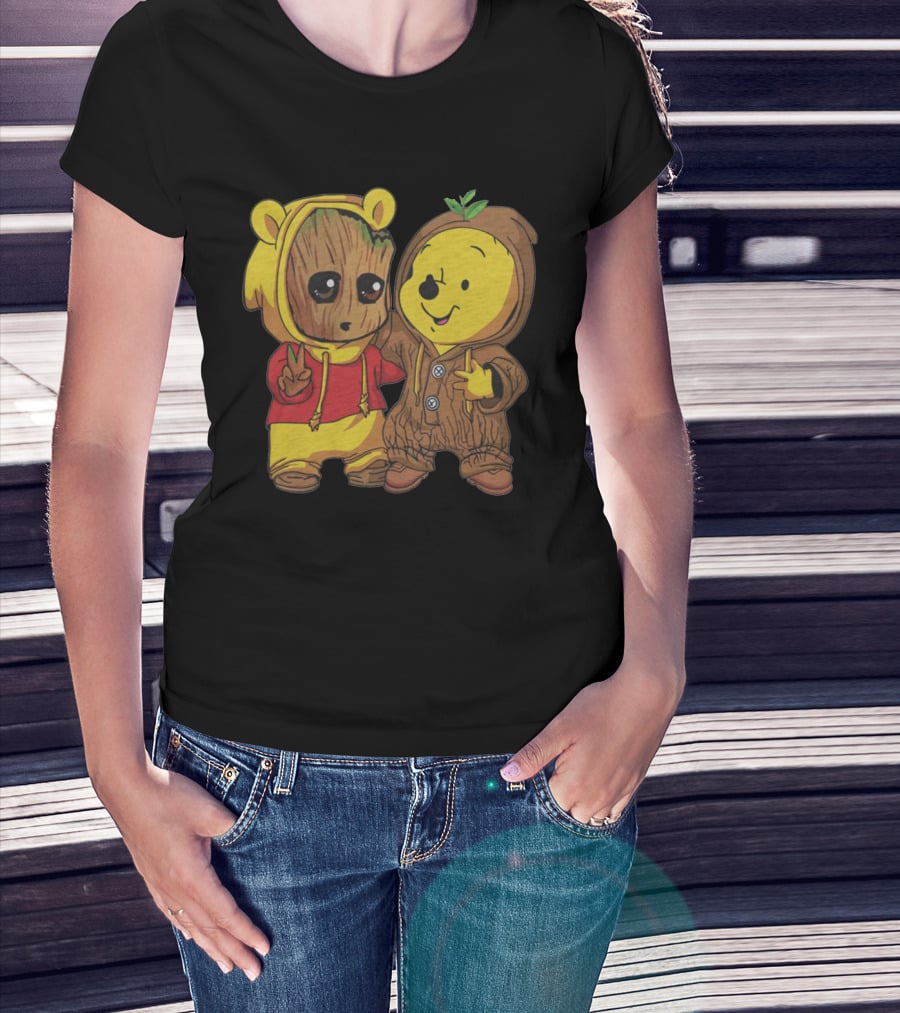 Groot And Bear Friend Cute Costume Crossover T-Shirt