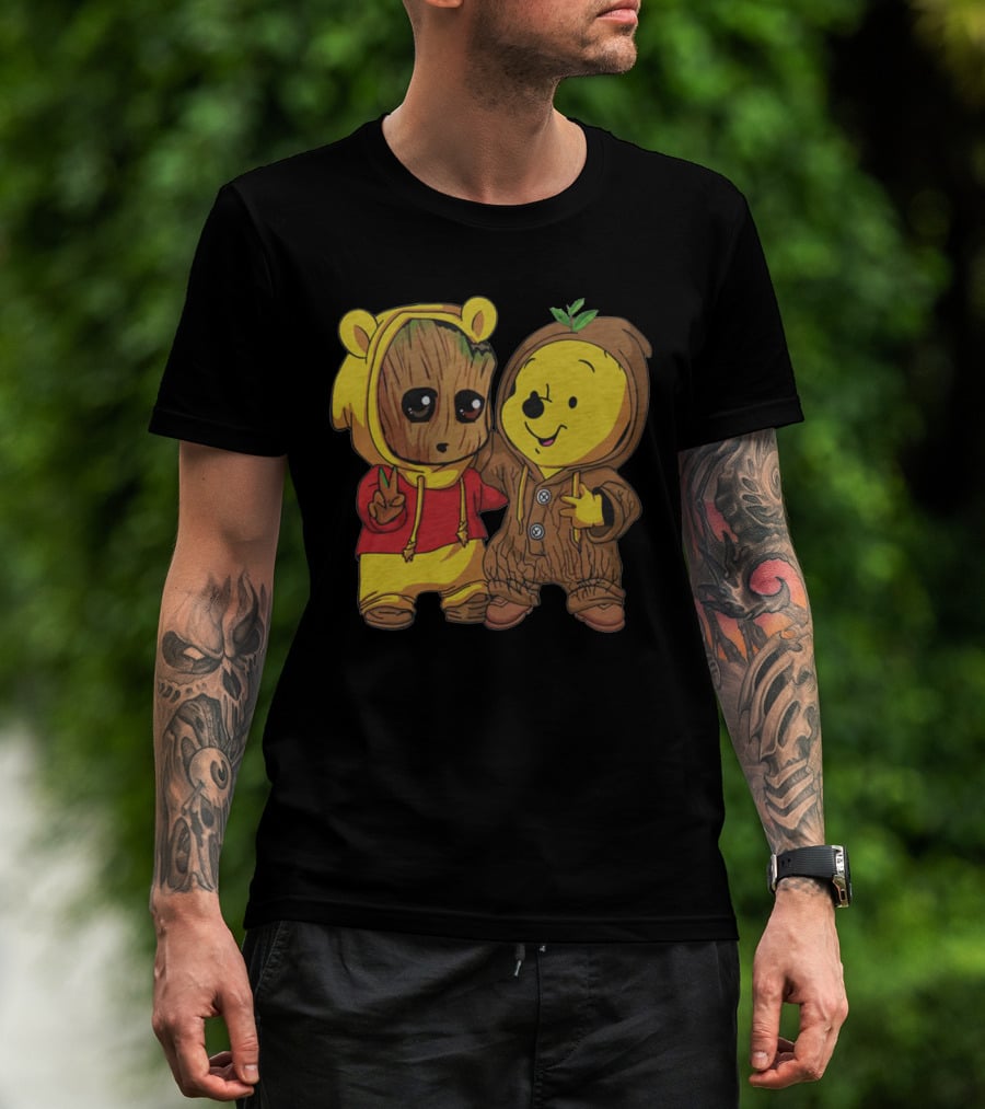 Groot And Bear Friend Cute Costume Crossover T-Shirt