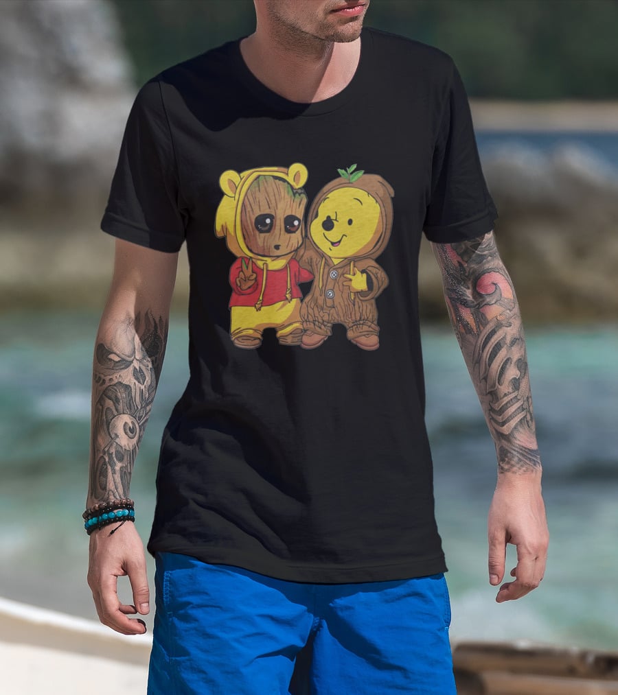 Groot And Bear Friend Cute Costume Crossover T-Shirt