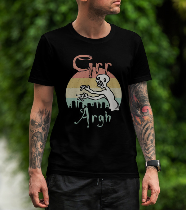 GRR ARGH Zombie Graveyard Retro Sunset T-Shirt