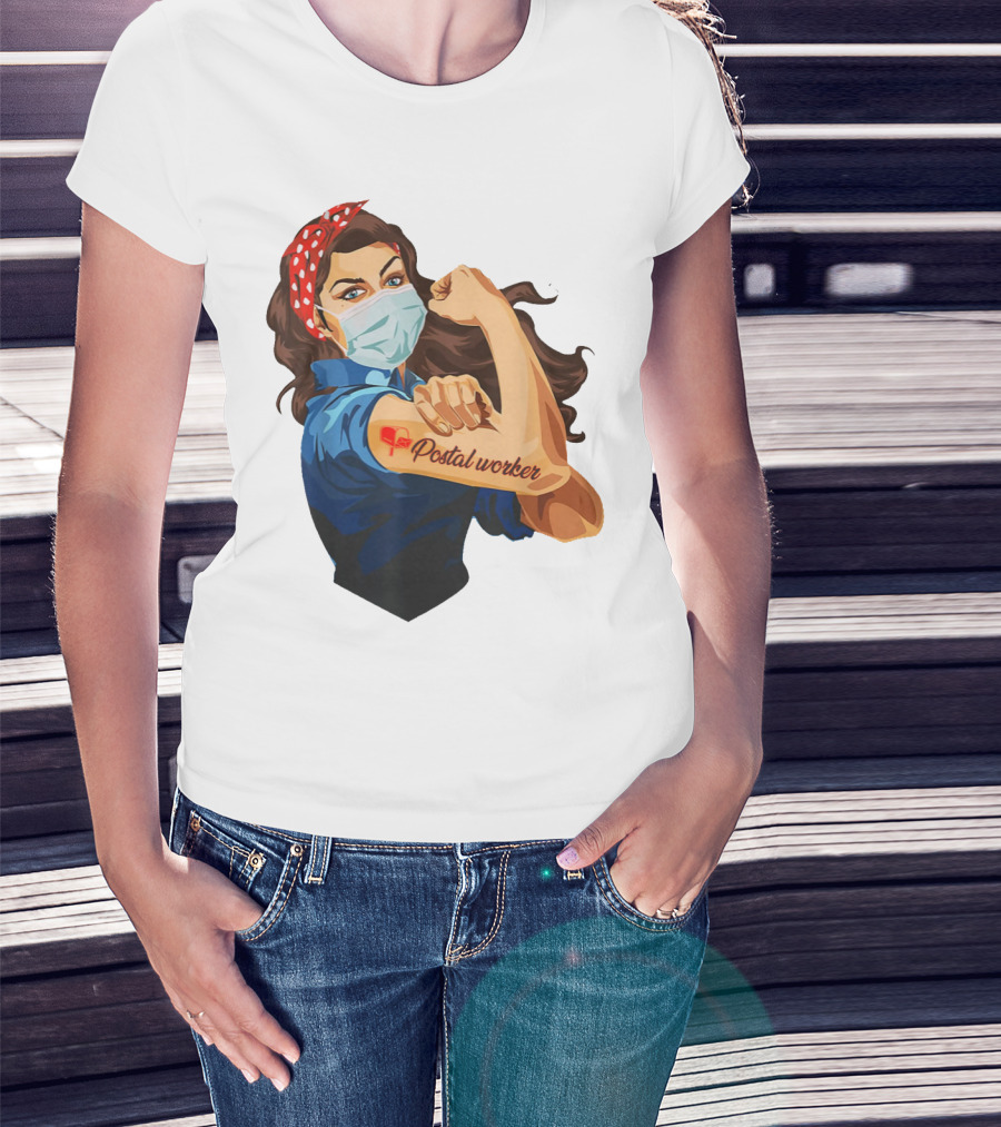 Proud Postal Worker Rosie The Riveter Masked T-Shirt