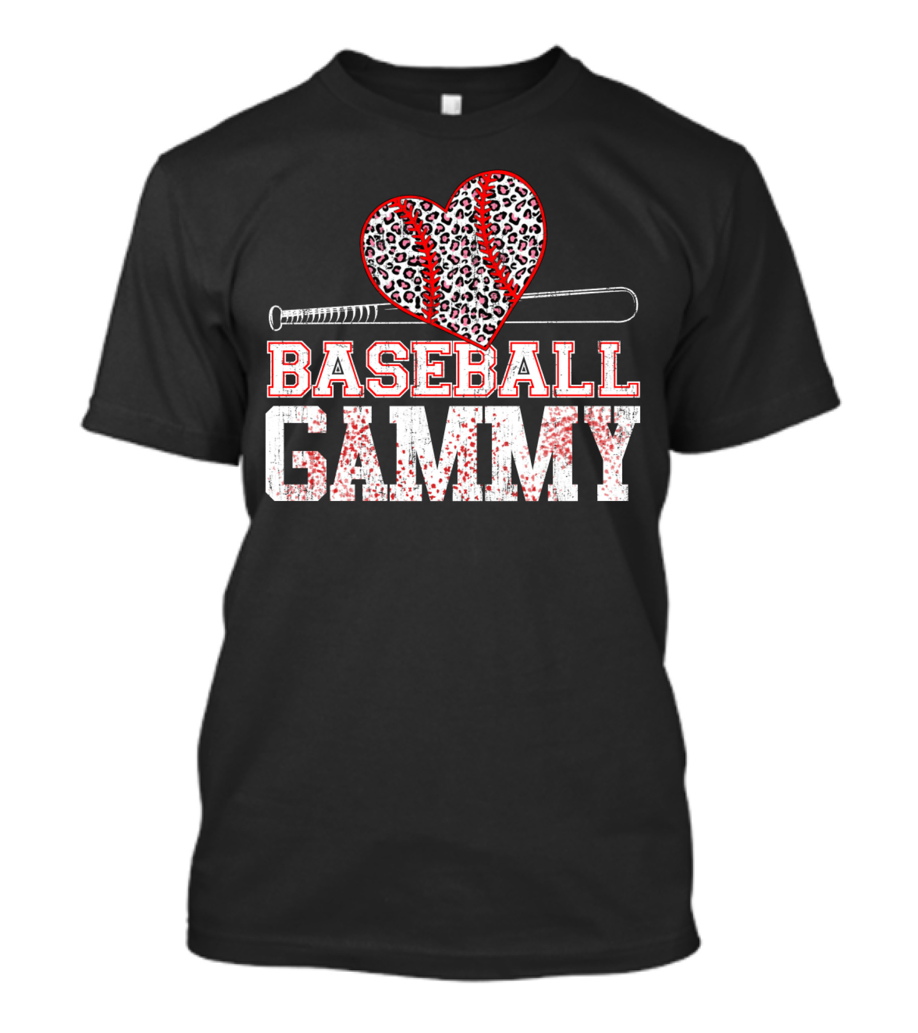 Baseball Gammy Leopard Heart Bat T-Shirt