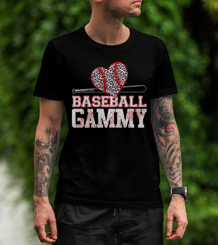 Baseball Gammy Leopard Heart Bat T-Shirt