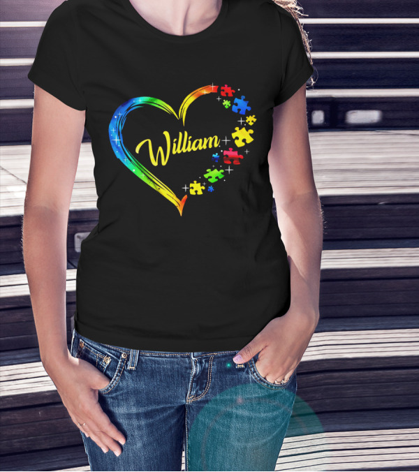 William Autism Puzzle Heart Rainbow Puzzles T-Shirt