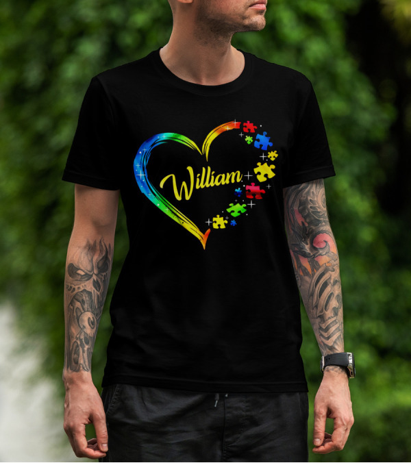 William Autism Puzzle Heart Rainbow Puzzles T-Shirt