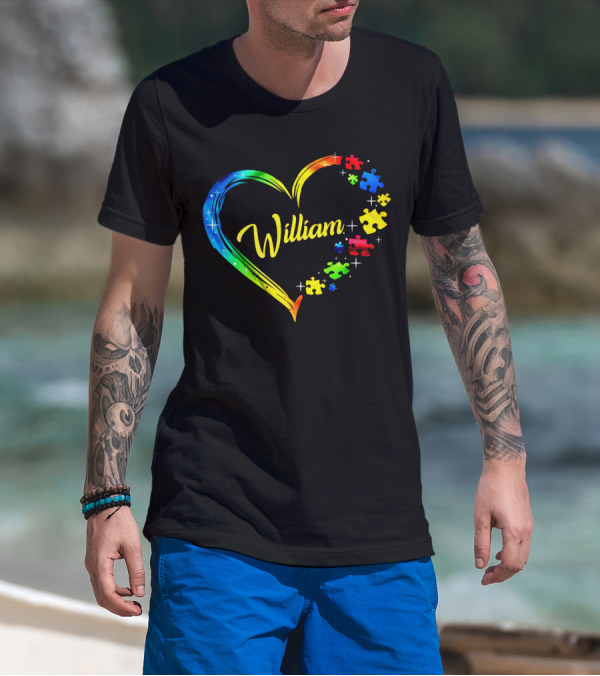 William Autism Puzzle Heart Rainbow Puzzles T-Shirt