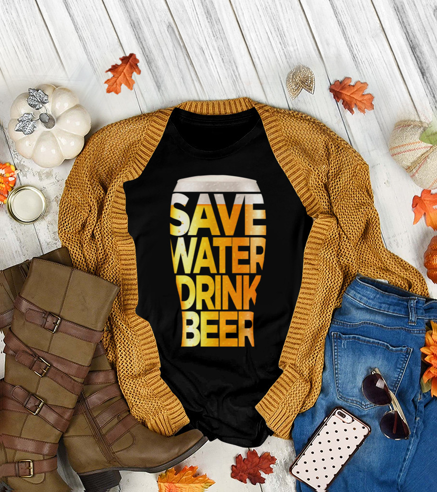 Save Water Drink Beer Retro Funny Beer Pint Glass T-Shirt