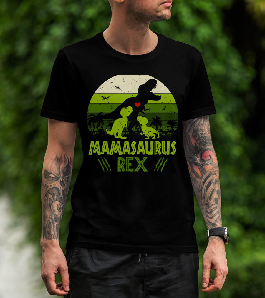 Vintage Retro Mamasaurus Rex Dinosaur Lover 2 Kids T-Shirt