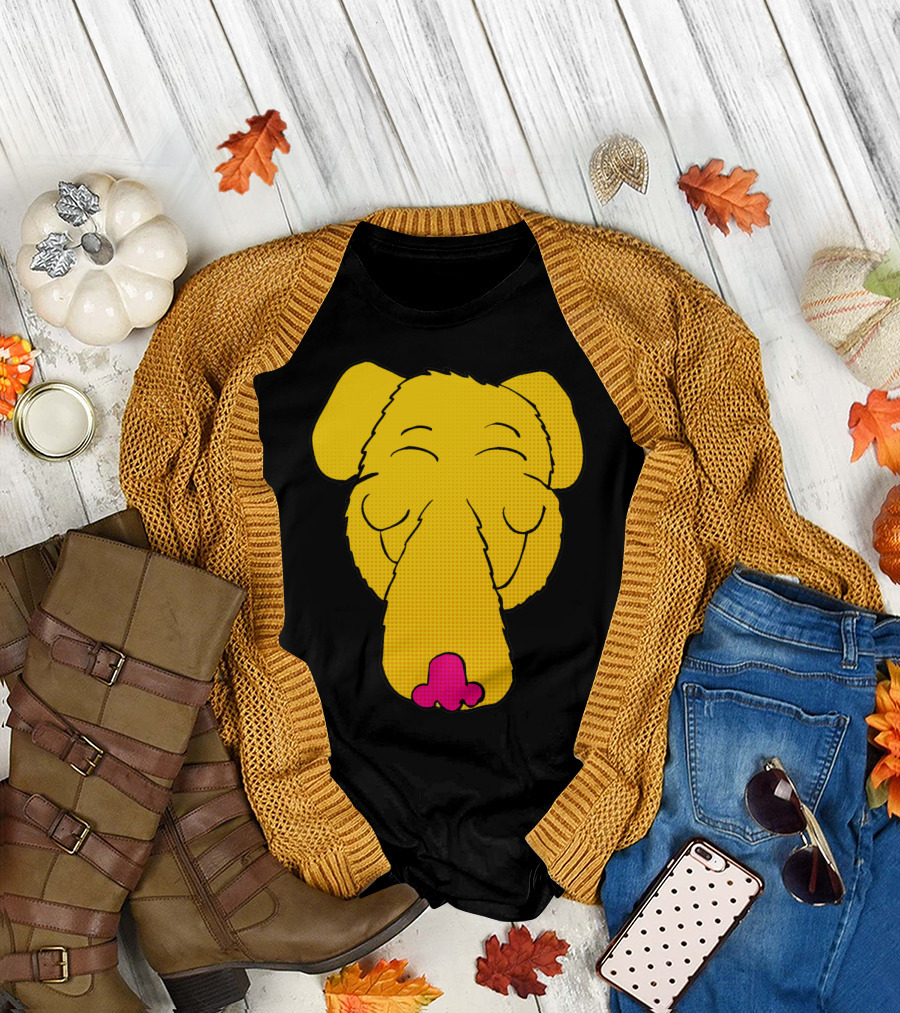 Cartoon Yellow Labrador Dog Head with a Pink Tongue T-Shirt