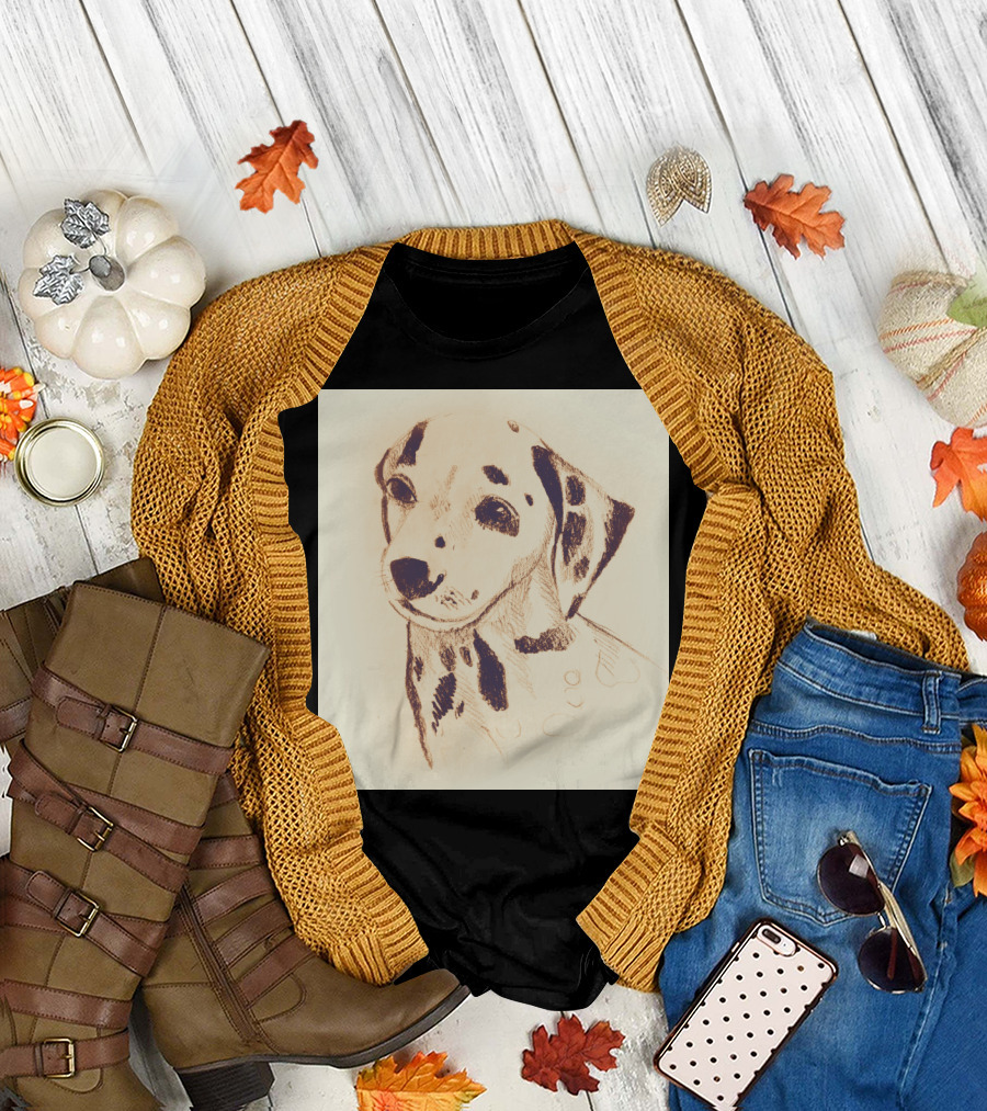 Dalmatian Dog Pencil Sketch T-Shirt