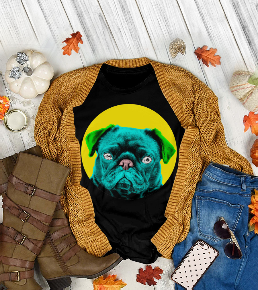 Yellow Bubble Pug Neon Pop T-Shirt
