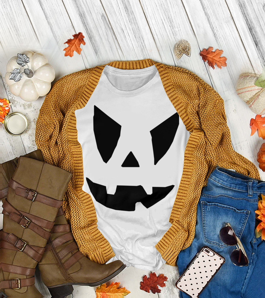 Halloween Pumpkin Carving Cute Kids Fun Funny Jack-O'-Lantern Face T-Shirt