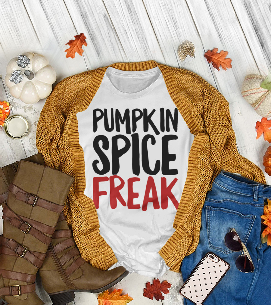 Pumpkin Spice Freak Scary Fall Halloween Latte Gift T-Shirt