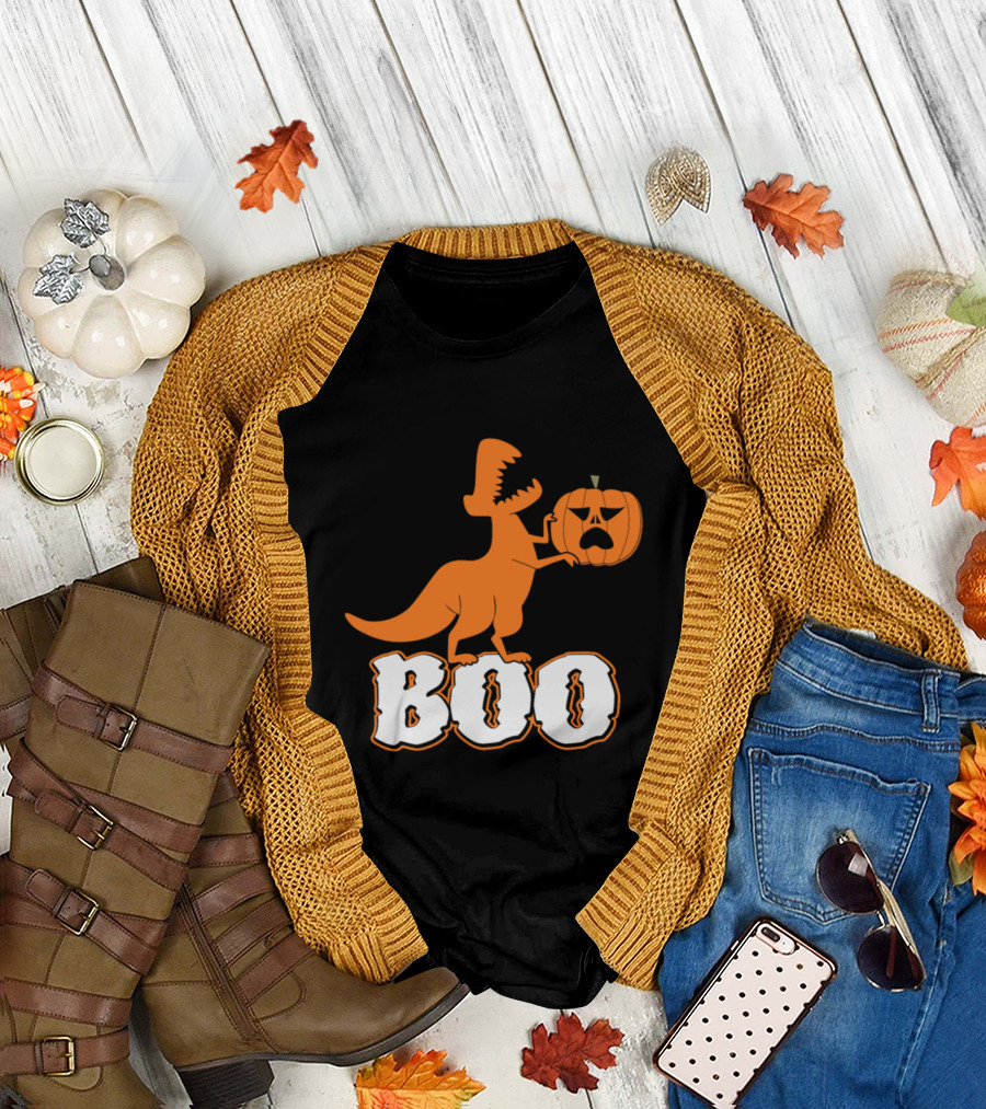 T Rex BOO Halloween Pumpkin T-Shirt