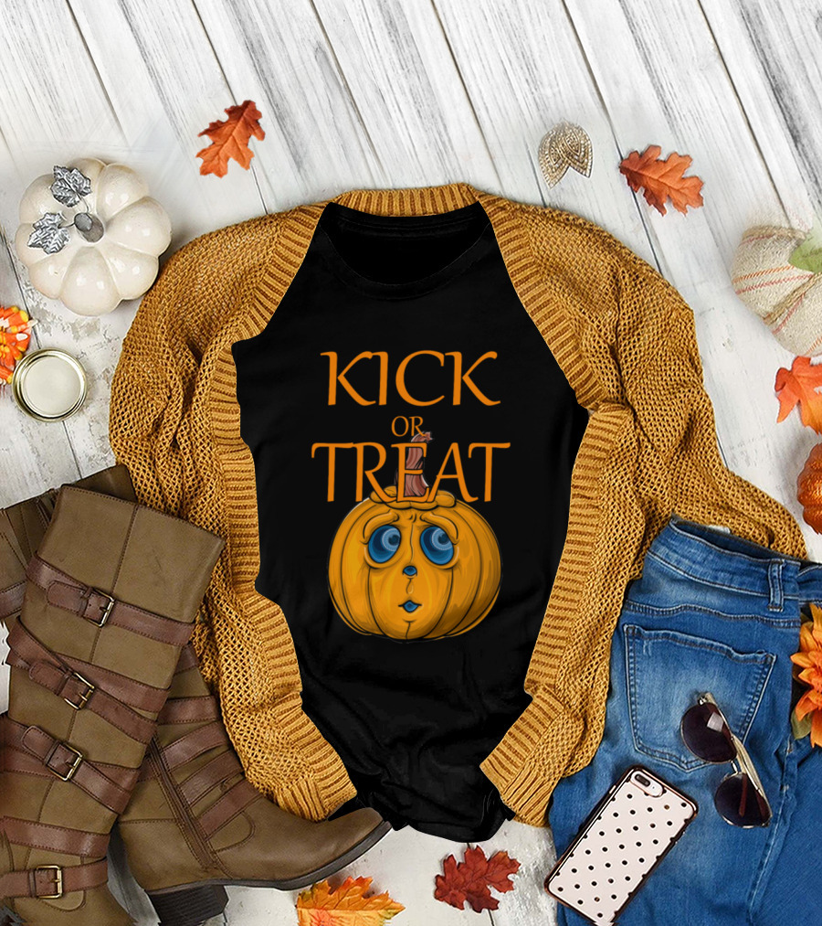 Kick or Treat Cute Pumpkin Halloween T-Shirt