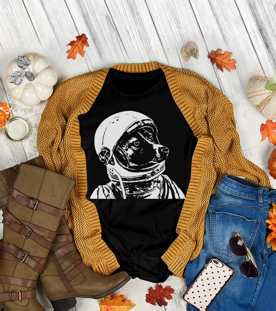Space Pup in Helmet Astronaut Canine T-Shirt
