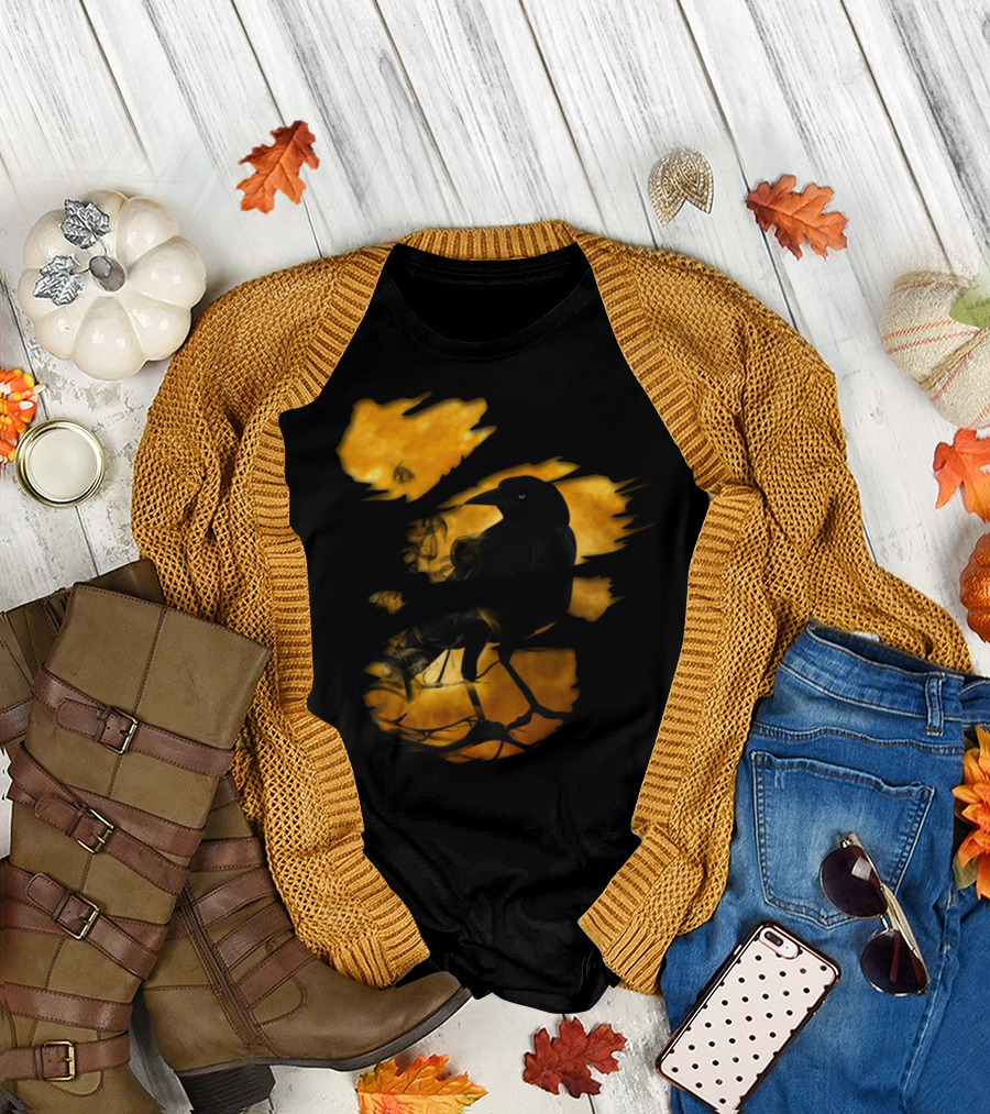 Halloween Scary Pumpkin Raven Crow Kuerbis Trick T-Shirt