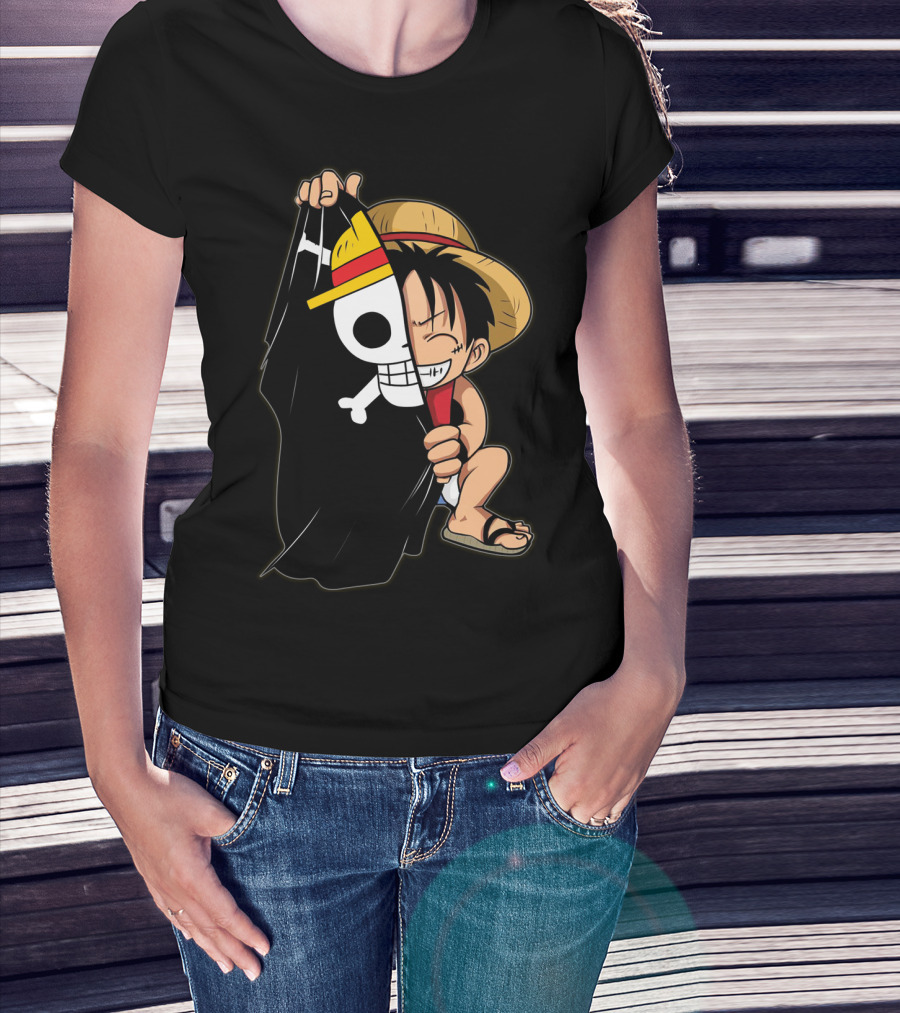 Luffy Pirate Hat Skull Flag Onepiece T-Shirt