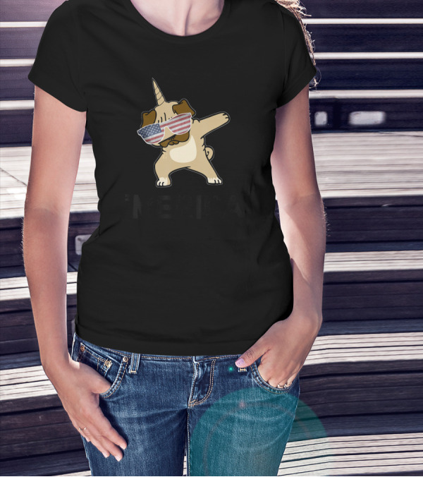 'Merica Dabbing Pugicorn Unicorn Pug 4th Of July T-Shirt