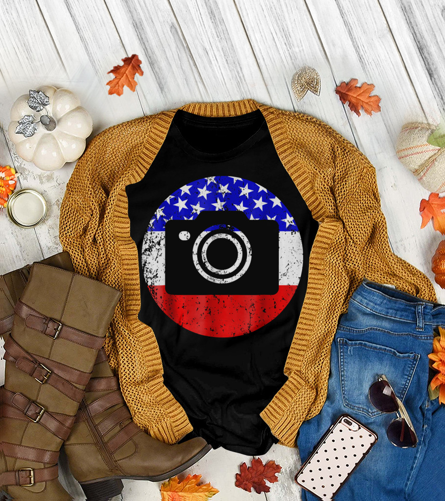 American Flag Camera Icon T-Shirt