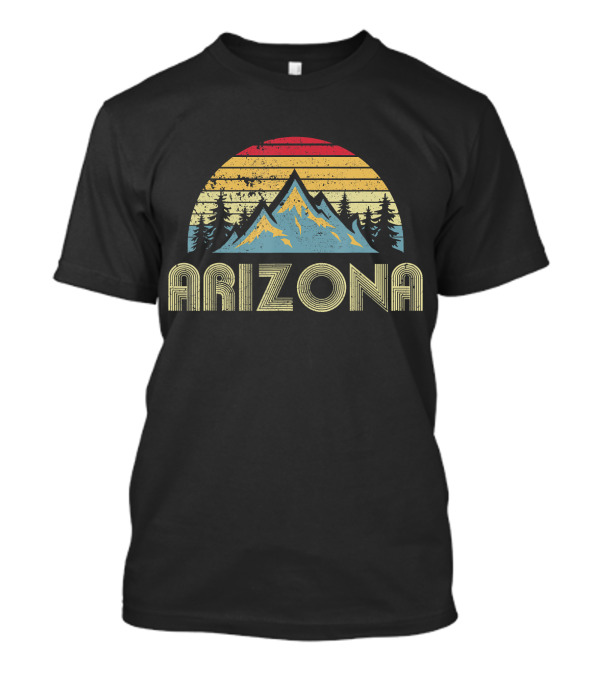 Arizona Vintage Retro Sunset Mountains Forest Nature Scenery T-Shirt